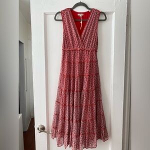 Red Floral Sleeveless Dress